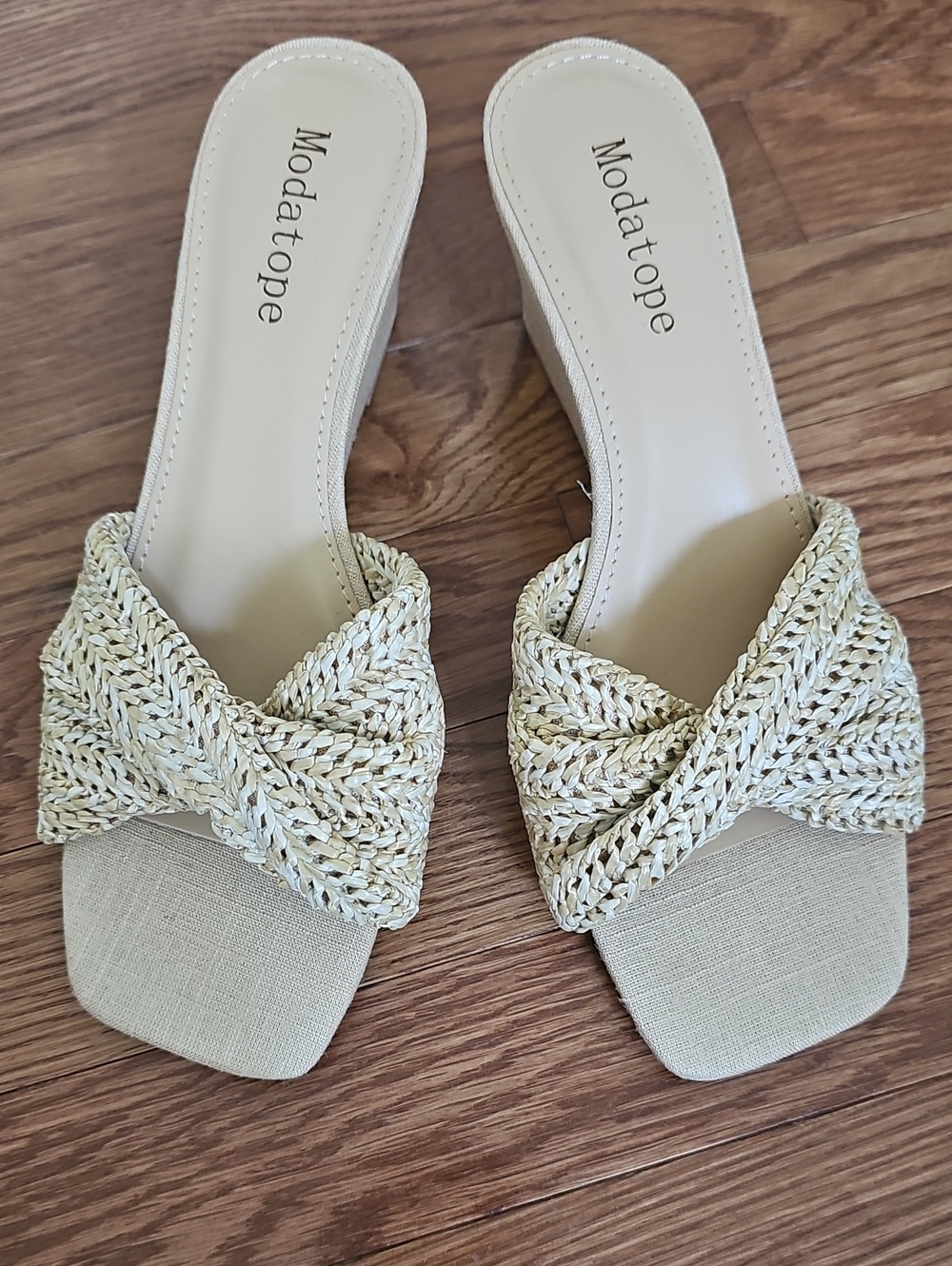 Women's Cream Braided Slide Sandals